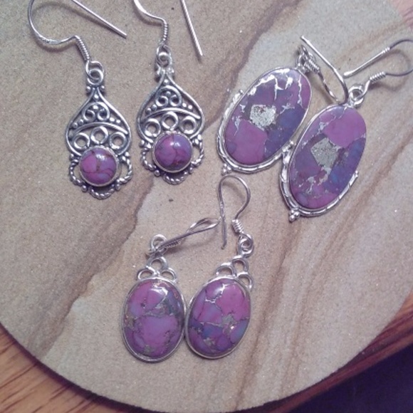 (3 pr) Copper Turquoise Artisan Hand Crafted Earrings - Picture 1 of 4